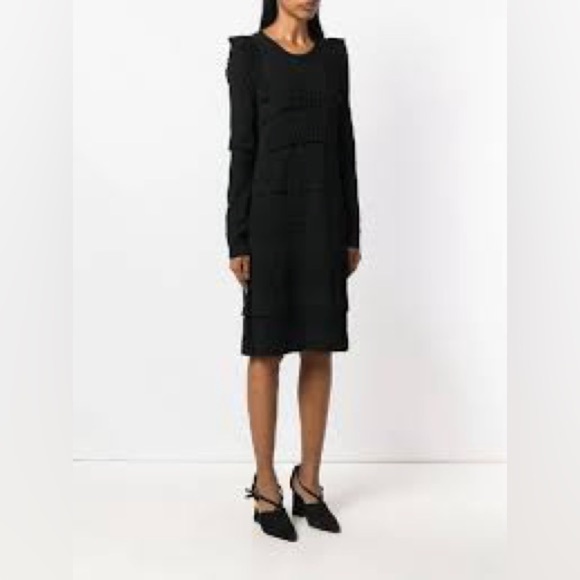 NWOT CARVEN TIERED RUFFLE SWEATER DRESS BLACK MEDIUM - Picture 1 of 15